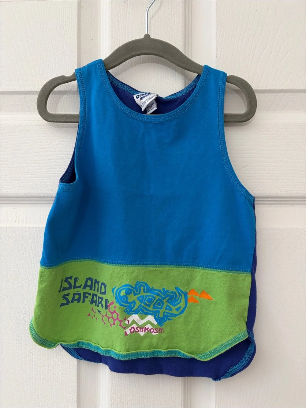 Vintage OshKosh B'gosh Blue & Green 'Island Safari' Sleeveless Tank